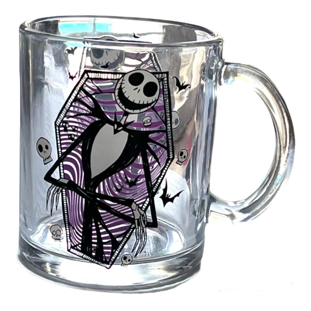 Disney Clear Glass Jack Skellington Mug Nightmare Before Christmas 2-Sided NEW